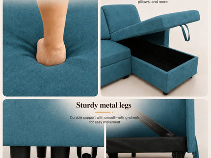 L - Shaped Convertible Sofa Bed With Storage Chaise