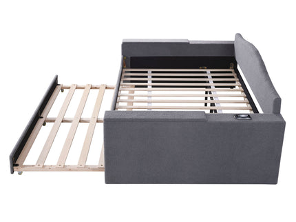 Upholstered Daybed With Storage Armrests, Trundle And Latest Integrated tooth Audio System