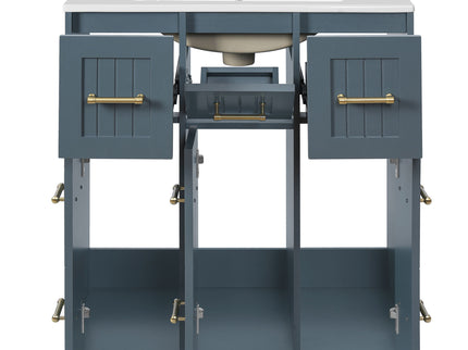 Bathroom Vanity With Undermount Sink, Soft-Close Doors, Drawers, Ceramic Sink