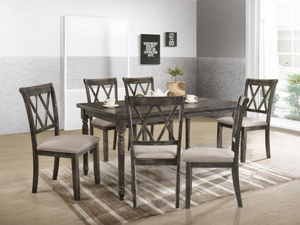Claudia II - Weathered 7 Pieces Dining Room Set - Gray