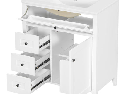 Modern Bathroom Vanity With Sink, 3 Drawers And Adjustable Shelf
