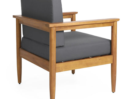 Outdoor Club Chair, Patio Chair With Teak Acacia Wood Frame - Dark Gray