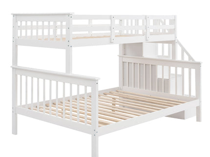 Stairway Bunk Bed With Storage And Guard Rail For Bedroom