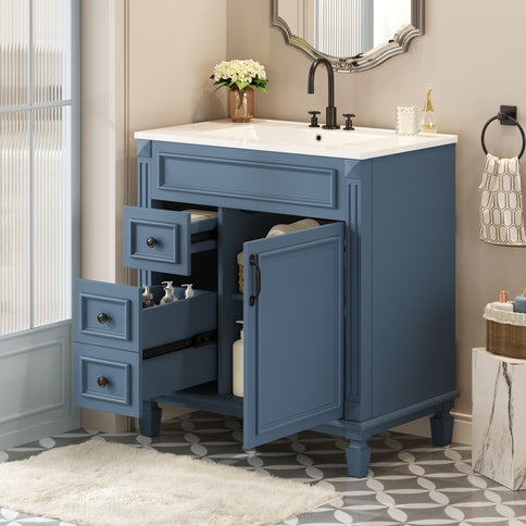 Bathroom Vanity With Sink, Cabinet With 2 Drawers And Adjustable Shelf