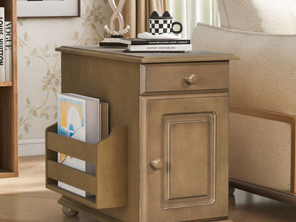 Vintage Flip Top Side Table With USB Ports