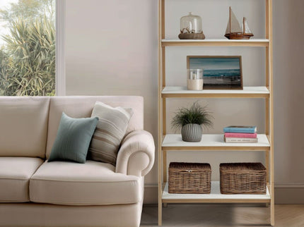 Parker - Bookcase With 5 Shelves - Off White / Natural