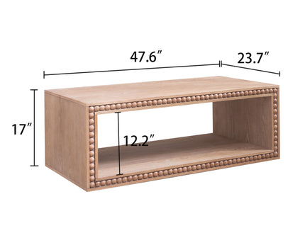 Beaded Edge Coffee Table With Open Storage Shelf