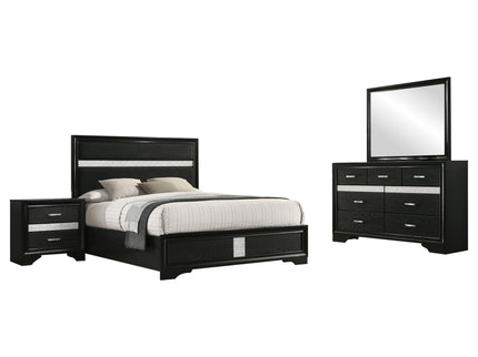 Modern Bedroom Set With Upholstered Headboard And Textured Storage