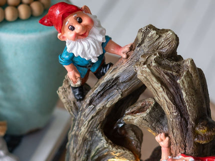 Decorative Woodland Gnome Water Fountain With LED Light - Brown