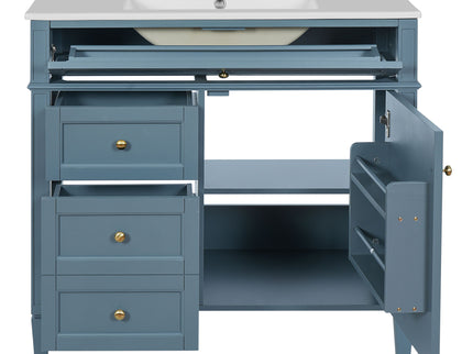 Bathroom Vanity With Top Sink, 2 Drawers And Tip Out Drawer