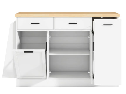Kitchen Sideboard With Sliding Door Cabinet, 3 Tier Spice Rack