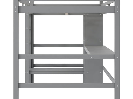 Loft Bed With Built In Desk And Multifunction Shelves