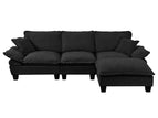 Black / 3 Pc. 2 Seater Sectional, 1 Ottoman