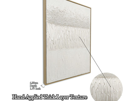 Framed Abstract Wall Art, Thick Textured Canvas Painting With Stone Accents (Set of 2) - Antique White