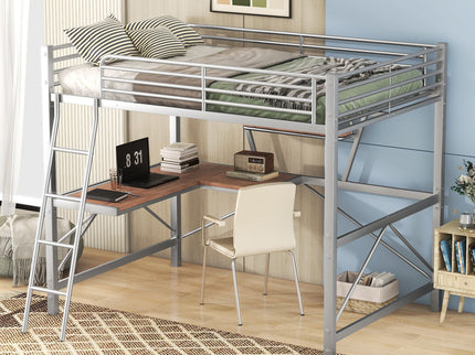 Loft Bed With Desk And Shelf, Modern Design