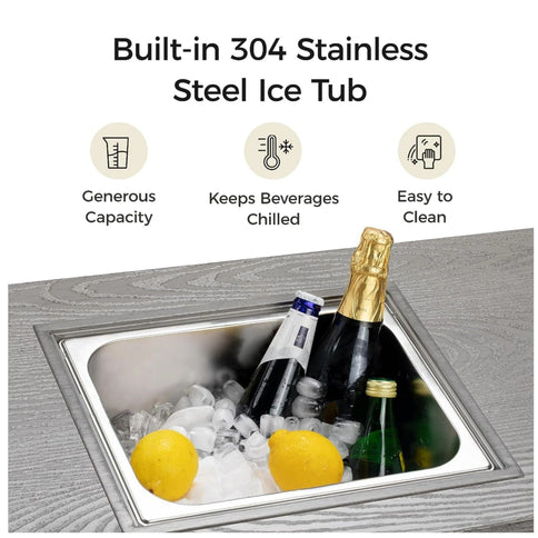 3 In 1 Outdoor Propane Fire Pit Table 50, 000 BTU With Ice Bucket - Gray