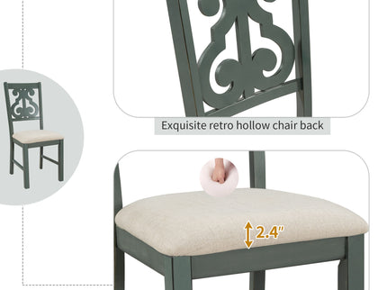 5 Piece Round Dining Table And Chair Set With Unique Legs And Hollow Chair Back