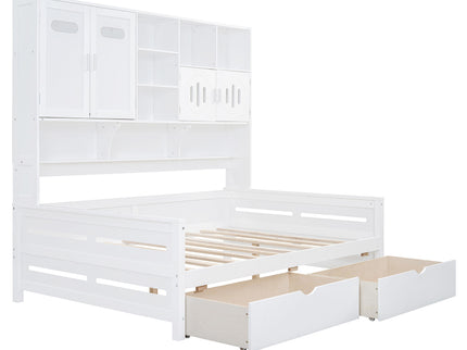 Daybed With All-In-One Cabinet And Shelf