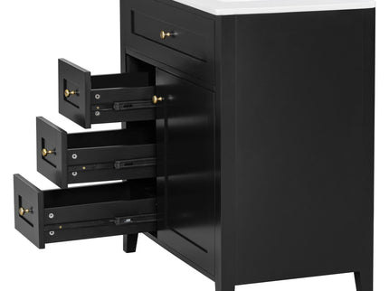 Bathroom Vanity With Sink, 3 Drawers And Adjustable Shelf, Freestanding Storage Unit