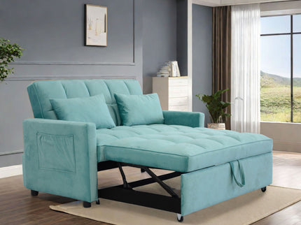 3 In 1 Convertible Sleeper Sofa Bed, Modern Fabric Loveseat Futon Sofa Couch With Pullout Bed, Small Love Seat Lounge Sofa With Reclining Backrest, Furniture For Living Room
