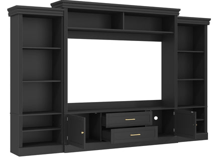 Elegant Entertainment Center Wall Unit With Bookshelves