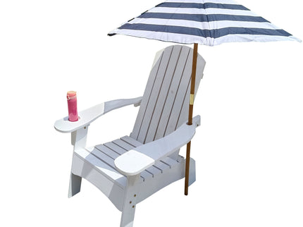 Outdoor Or Indoor Wood Adirondack Chair With An Hole To Hold Umbrella, On The Arm