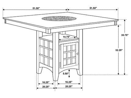 Tolland - Counter Height Dining Table With Storage Pedestal - Cappuccino