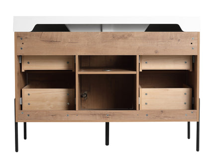 48" Freestanding Bathroom Vanity With Sink, Soft Close Cabinet Doors, 4 Drawers - Imitative Oak