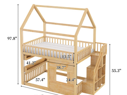 House Bed With Built-In LED Shelf Light