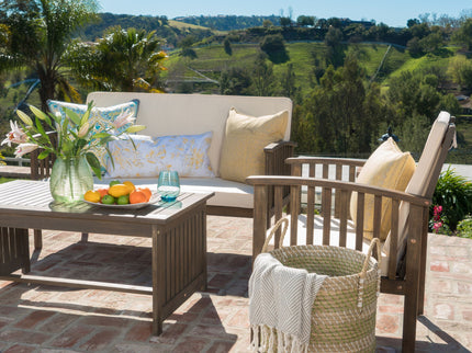 4 Piece Set Outdoor Chat Set With Water Resistant Cushions