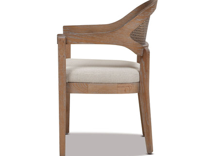Americana - Mid-Century Modern Cane Back Dining Chair Textured Weave - Taupe Beige