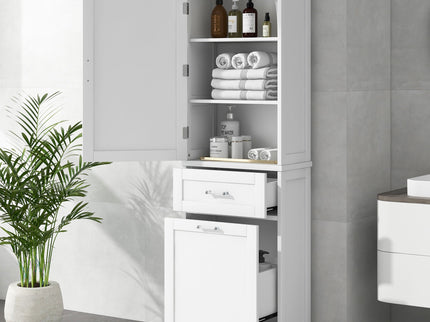 Tall Freestanding Bathroom Storage Cabinet With Adjustable Shelf And 2 Drawers