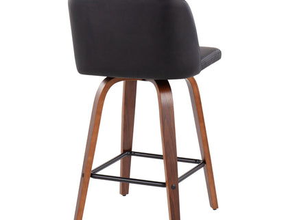 Toriano - Mid Century Modern Fixed Height Counter Stool & Square Footrest (Set of 2)