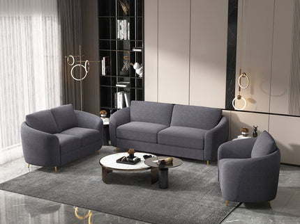 Yuina - 3 Pieces Living Room Set - Gray
