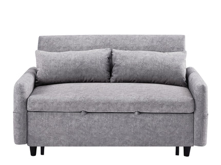 Pull Out Sleep Sofa Bed Loveseats Sofa Couch With Adjsutable Backrest, Storage Pockets, 2 Soft Pillows, USB Ports For Living Room, Bedroom, Apartment, Office