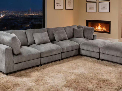 Upholstered Modular Sectional & Custom Configuration And Toss Pillows