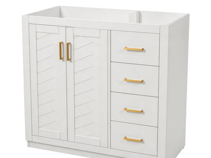 Retro Style Bathroom Vanity, 3 Drawers & Soft Closing Doors