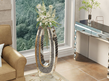 U - Shaped Floor Vase With Shattered Diamond Mirror Surface