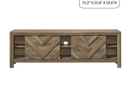 Chevron Patterned Living Room TV Stand - Light Brown
