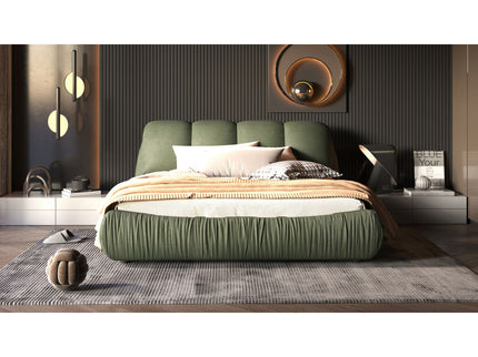 Luxury Upholstered Platform Bed With Oversized Padded Backrest And Solid Wood Frame