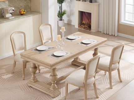 Dining Chairs Upholstered With Fan Shaped Back (Set of 2) - Beige