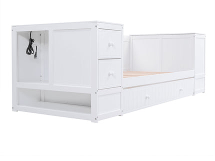 Daybed With Storage Arms, Trundle And Charging Station