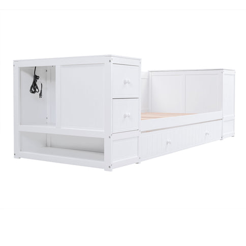 Daybed With Storage Arms, Trundle And Charging Station
