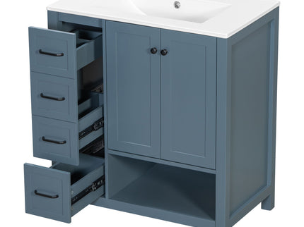 Bathroom Vanity With Sink Top, Bathroom Vanity Cabinet With 2 Doors And 2 Drawers, Open Shelf