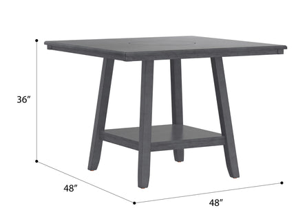 Counter Height Dining Table With Tapered Base And Lazy Susan - Gray