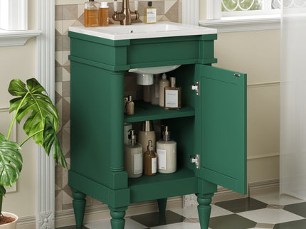 Bathroom Vanity With Sink, Storage Cabinet With Door, Drop In Sink, Compact Freestanding Design