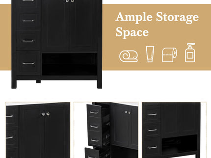 Bathroom Vanity With Sink Top, Bathroom Vanity Cabinet With 2 Doors And 2 Drawers, Open Shelf