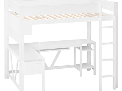 Gaming Loft Bed With Desk, Storage Shelves, LED And Charging Station