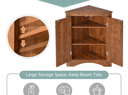 Triangle Bathroom Storage Cabinet With Adjustable Shelves, Freestanding Floor Cabinet For Home Kitchen
