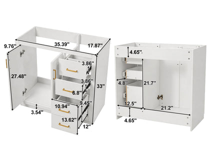 Retro Style Bathroom Vanity, 3 Drawers & Soft Closing Doors